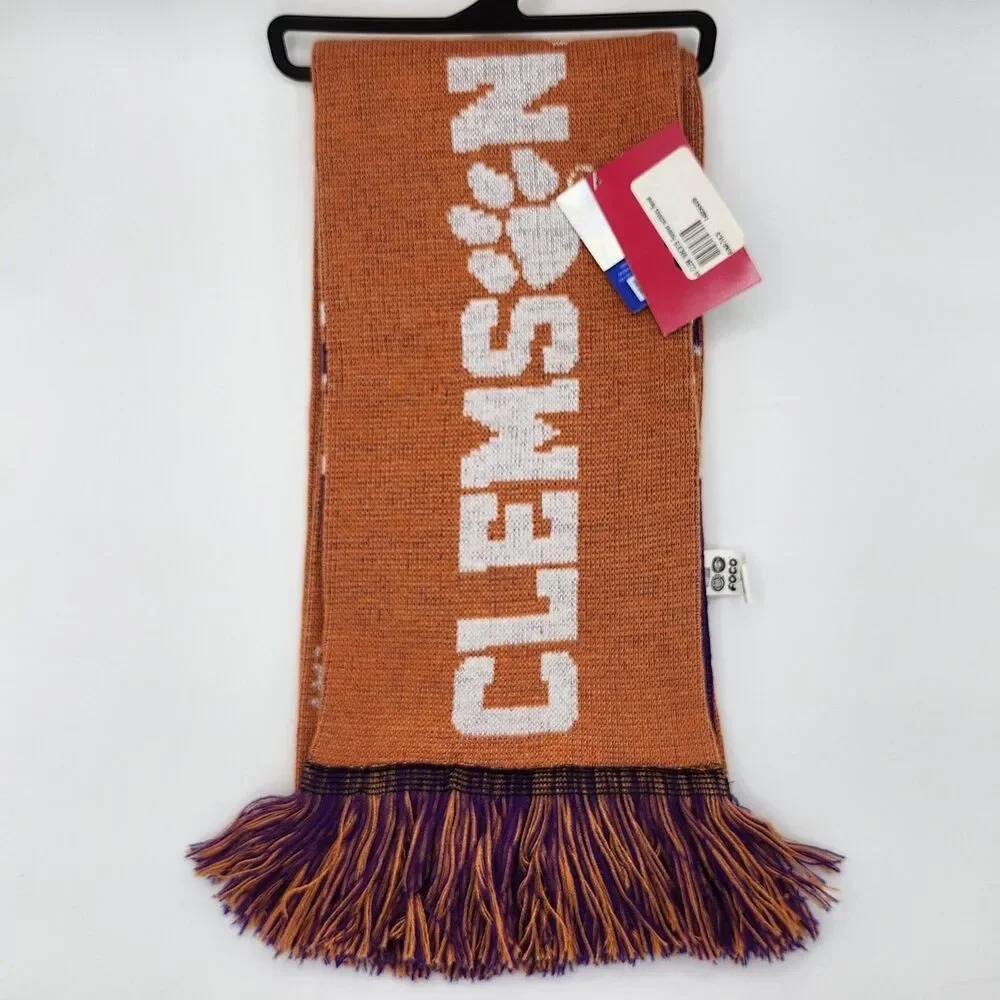 FOCO Clemson Tigers Orange & Purple Reversible Scarf (NWT)